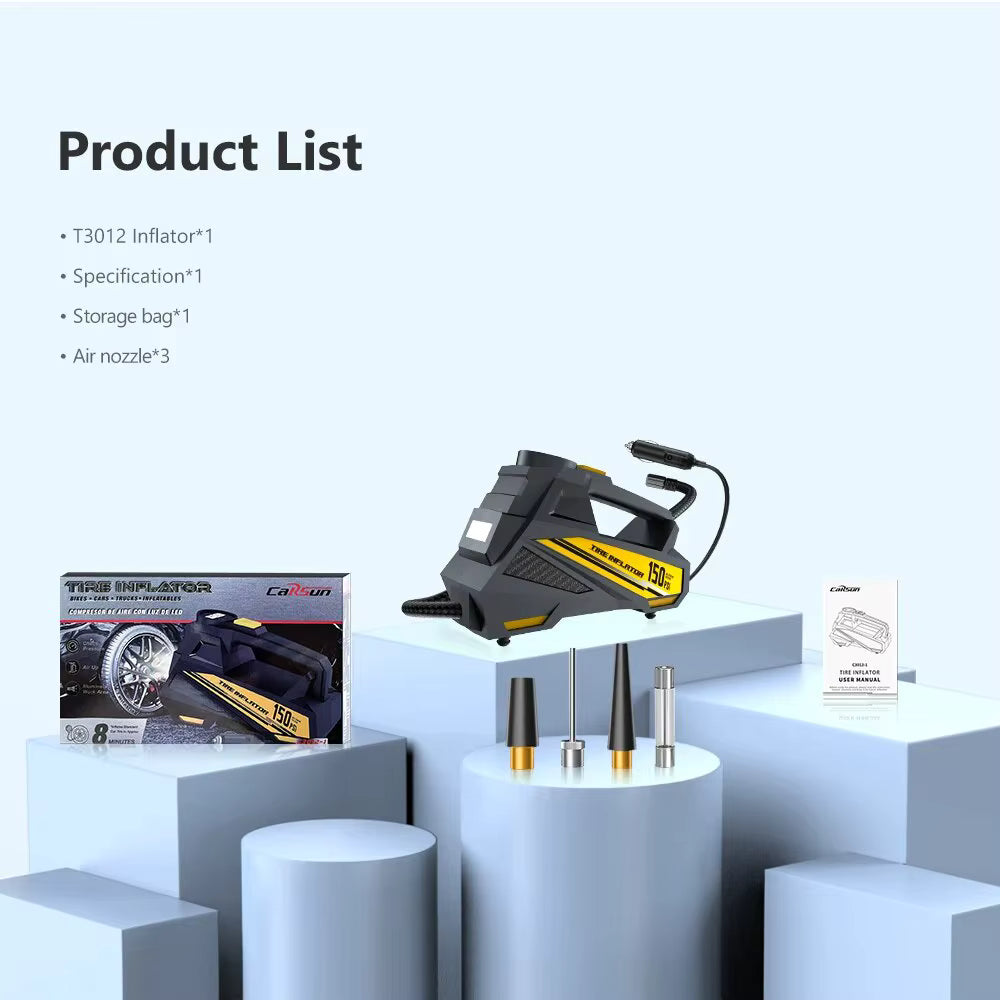 Melantra-Baase. Car Air Compressor 12V 150PSI Portable Tire Inflator C3012